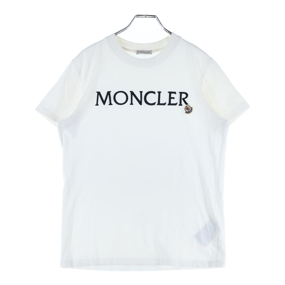 MONCLER(モンクレール) 23AW フロントロゴ刺繍 ワッペン クルーネック 半袖Tシャツ カットソー ホワイト I20938C00016 829HP