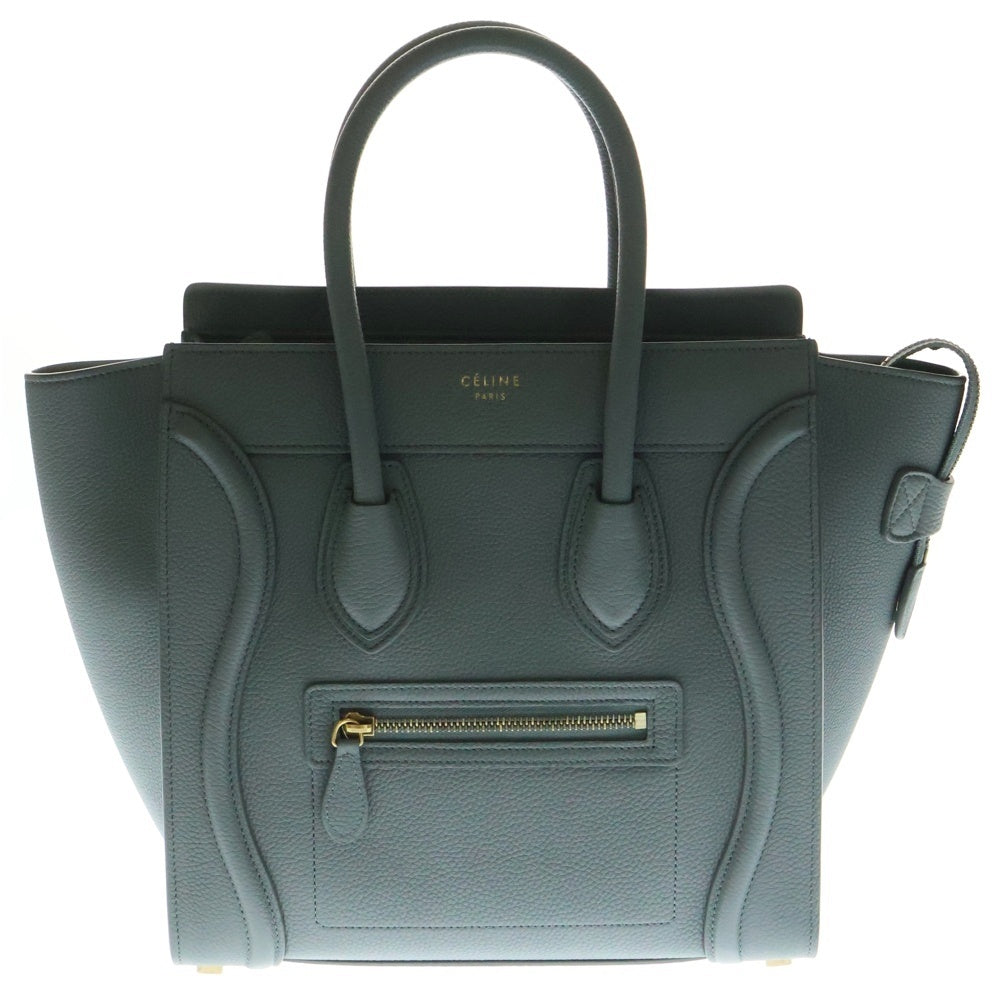 CELINE(セリーヌ) ラゲージ マイクロショッパー グレー レザー 2wayショルダーバッグ ハンドバッグ