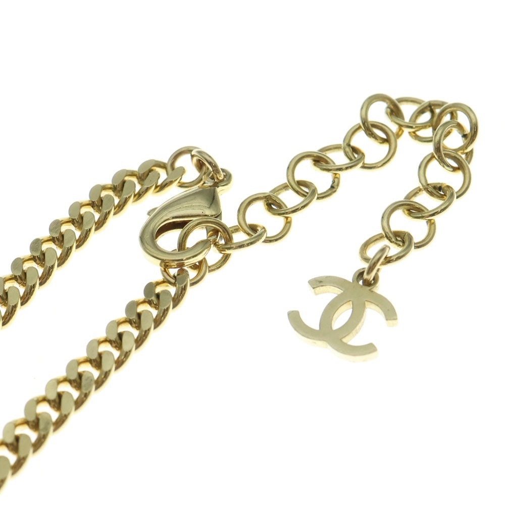 CHANEL(シャネル) ココマーク ラインストーン ネックレス ペンダント チェーン ゴールド×ブラック C24S