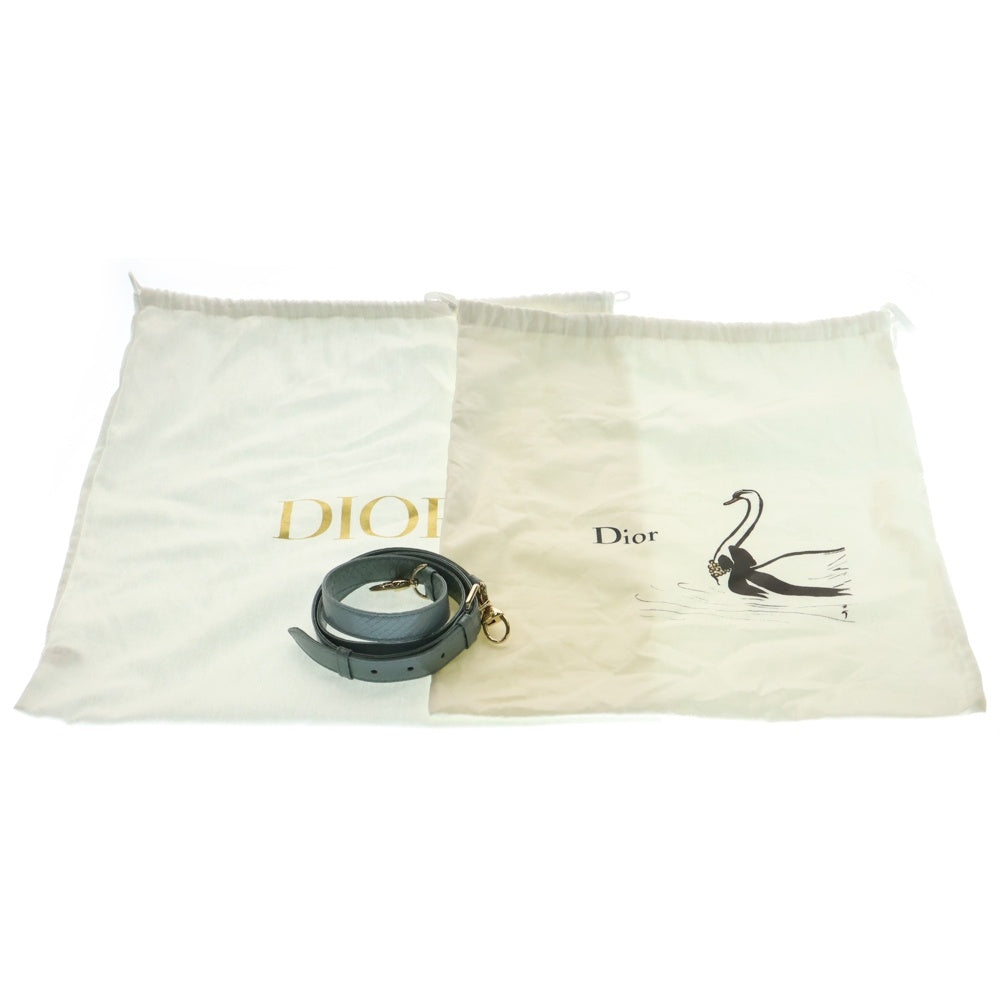 Christian Dior(クリスチャンディオール) レディディオール カルングレザー ハンドバッグ ショルダーバッグ ミニバッグ ライトブルー グレー ゴールド金具