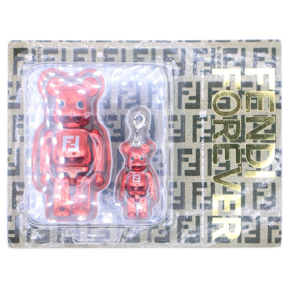 FENDI(フェンディ) ベアブリック フィギュア マスコット チャーム メタリックレッド