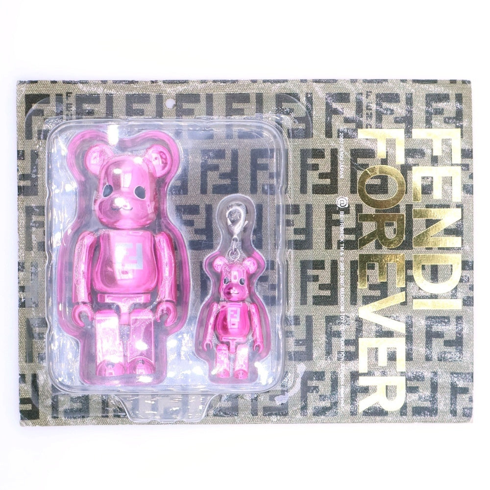 FENDI(フェンディ) ベアブリック フィギュア マスコット チャーム メタリックピンク