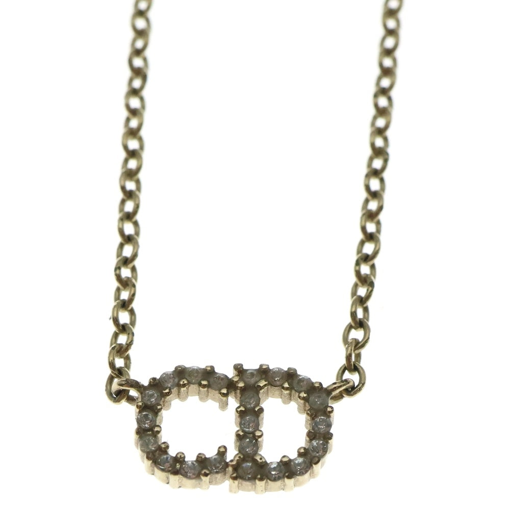 DIOR(ディオール) CDロゴ ラインストーン チェーン ネックレス ゴールド