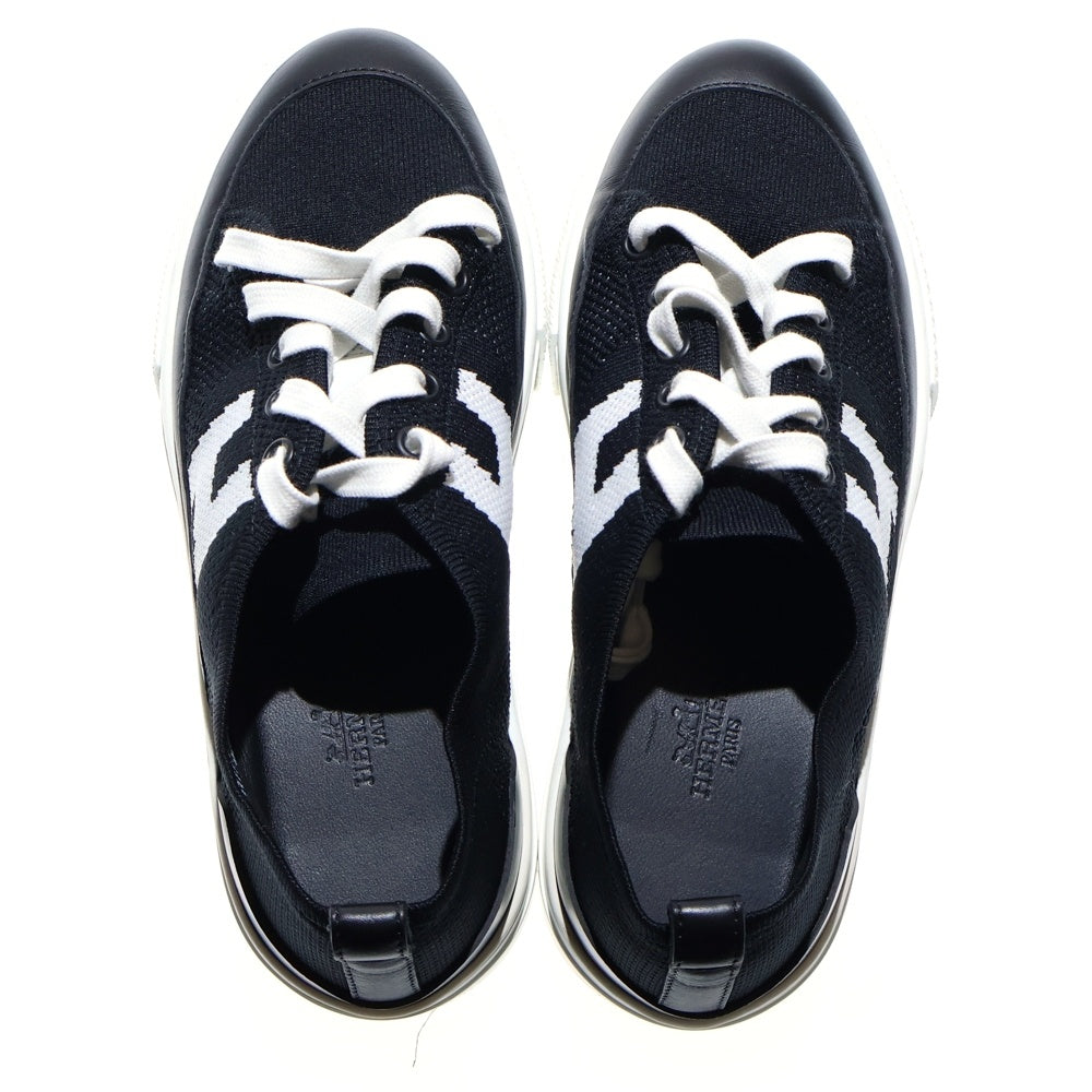 HERMES(エルメス) ディープ Hロゴ ニット レースアップ ローカットシューズ スニーカー ブラック/ホワイト レディース