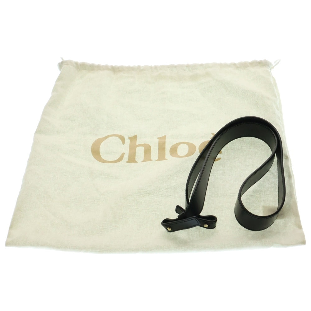 Chloe(クロエ) センス スモール ロゴ刺繍 キャンバス レザー 2WAY ハンド ショルダーバッグ ゴールド金具 ブラック/ベージュ CHC23AS425L16