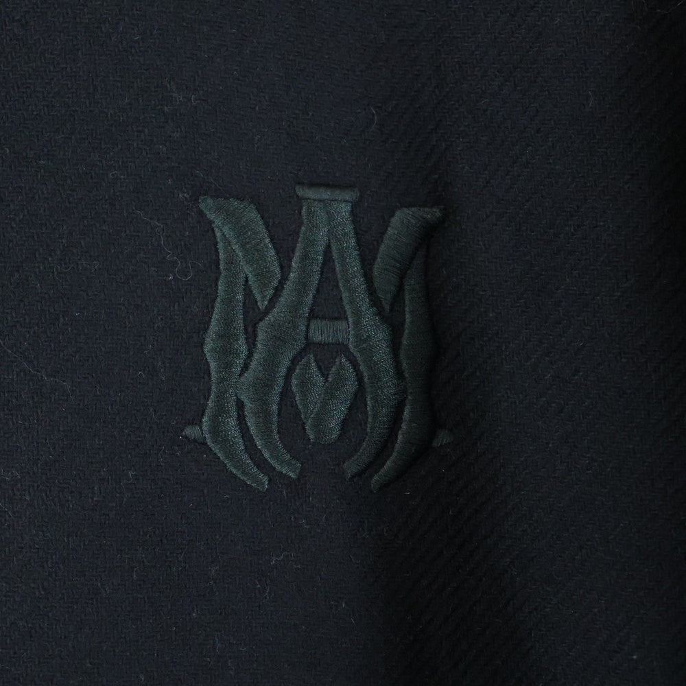 AMIRI(アミリ) MA Logo BAND バンド ボンバージャケット スタジャン ブラック×ホワイト レザー