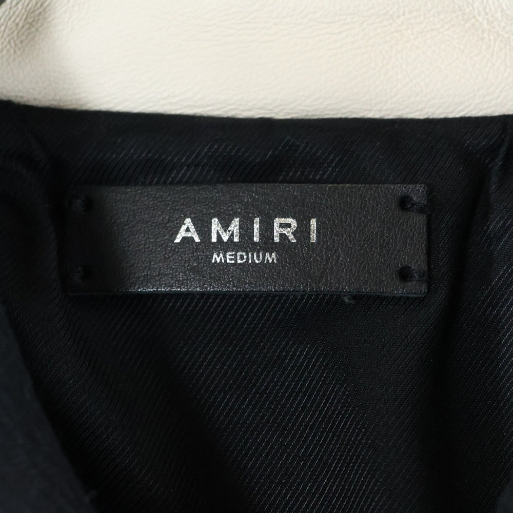 AMIRI(アミリ) MA Logo BAND バンド ボンバージャケット スタジャン ブラック×ホワイト レザー
