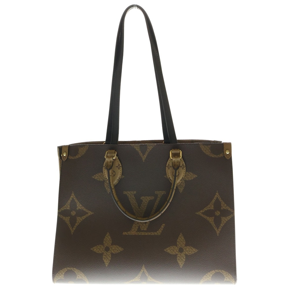 LOUIS VUITTON(ルイヴィトン) オンザゴーMM モノグラム ジャイアント リバース PVC レザー 2WAY ハンド ショルダー トートバッグ ゴールド金具 ブラウン M45321