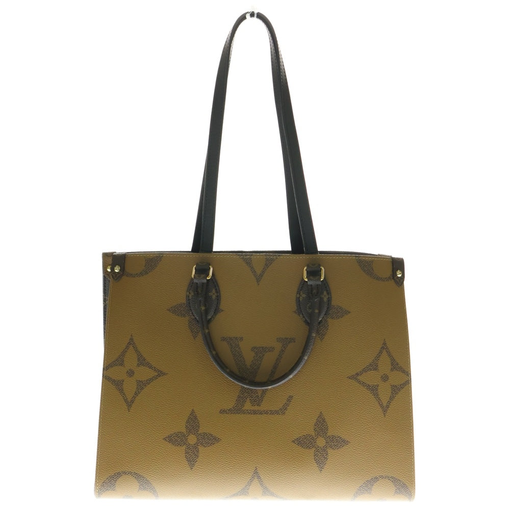 LOUIS VUITTON(ルイヴィトン) オンザゴーMM モノグラム ジャイアント リバース PVC レザー 2WAY ハンド ショルダー トートバッグ ゴールド金具 ブラウン M45321