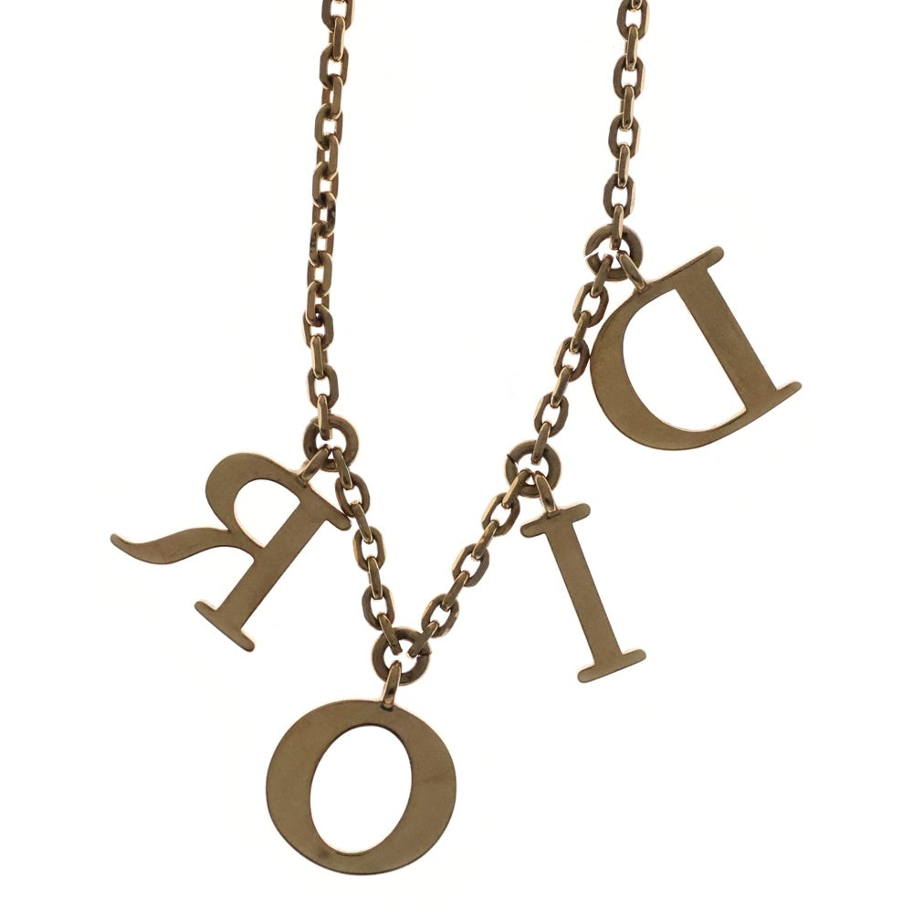 DIOR(ディオール) レボリューション ロゴ ラインストーン ネックレス ペンダント チェーン ゴールド GP N1308DVOCY