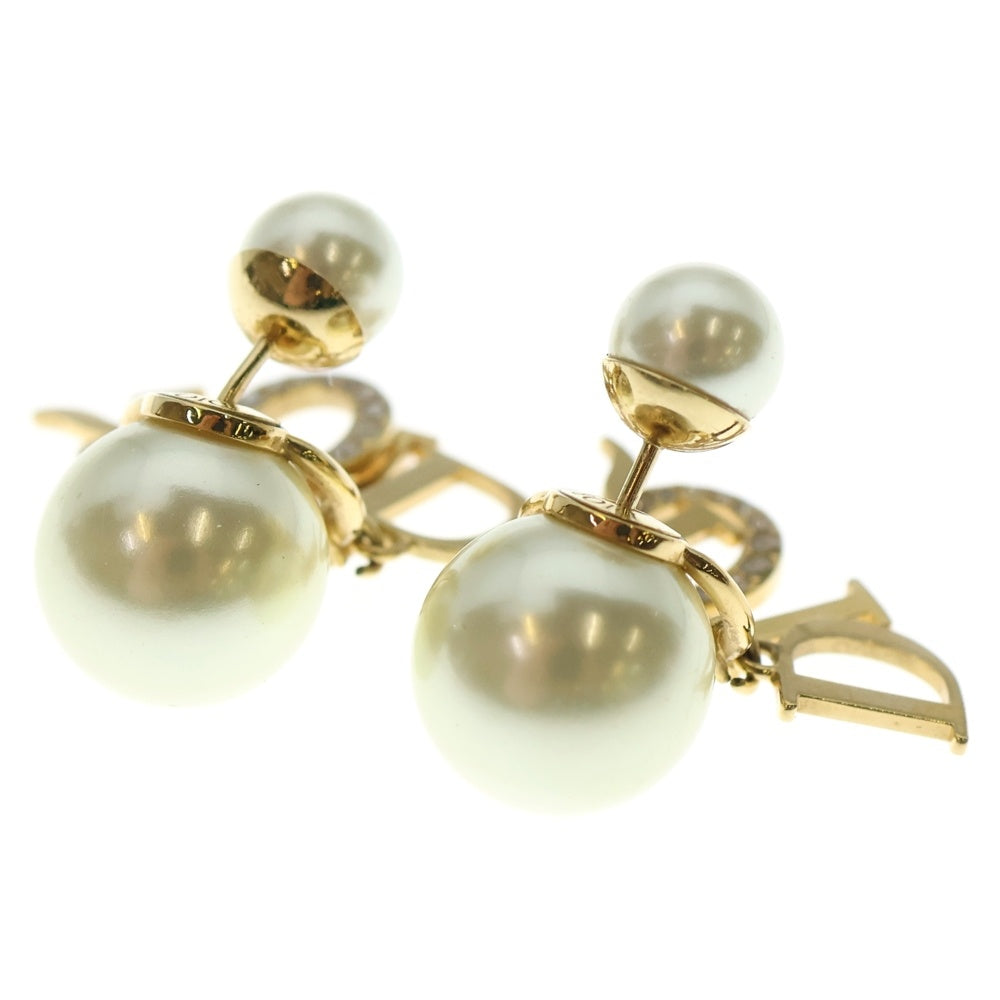 DIOR(ディオール) トライバル ロゴ ラインストーン フェイクパール ピアス GP ゴールド E1411TRICY