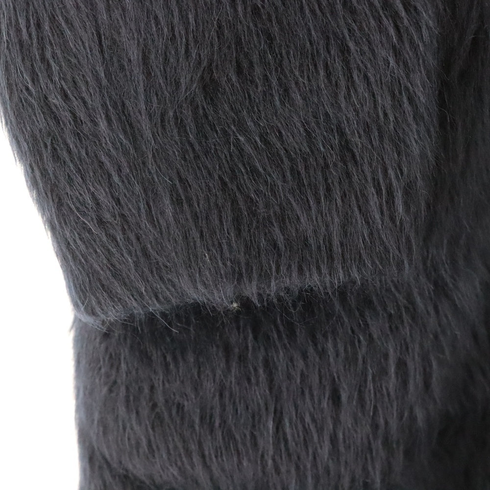 DRAWER(ドゥロワー) アルパカ ウール シャギー ノーカラー ダブルブレスト ロングコート ネイビー 6599-299-8591