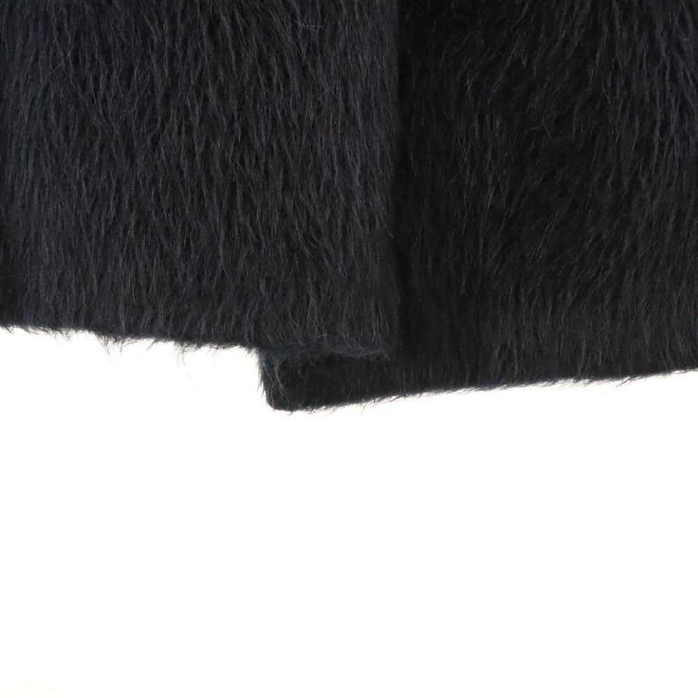 DRAWER(ドゥロワー) アルパカ ウール シャギー ノーカラー ダブルブレスト ロングコート ネイビー 6599-299-8591