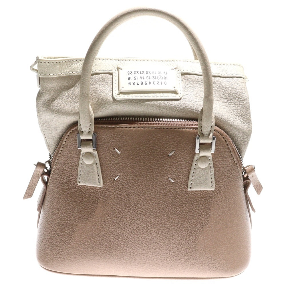 MM6 Maison Margiela(エムエムシックスメゾンマルジェラ) 5AC MICRO 2WAY レザーハンドバッグ チェーンショルダーバッグ ベージュ SB1WG0059