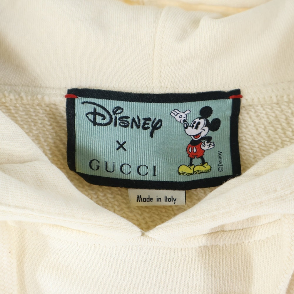 GUCCI(グッチ) ×Disney ディズニー ミッキーマウス ヴィンテージロゴプリント プルオーバースウェットパーカー フーディー アイボリー 469251