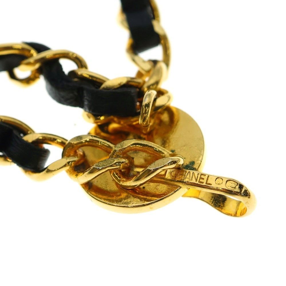 CHANEL(シャネル) ココマーク ロゴプレート 3連 レザー チェーン ベルト ブラック/ゴールド