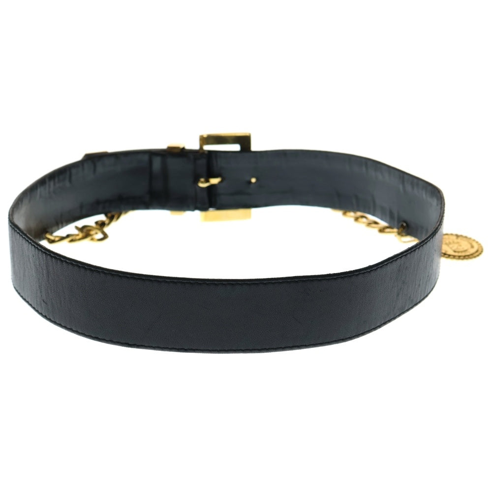 CHANEL(シャネル) CAMBON カンボンプレート ココマーク チェーン レザー ベルト ブラック/ゴールド