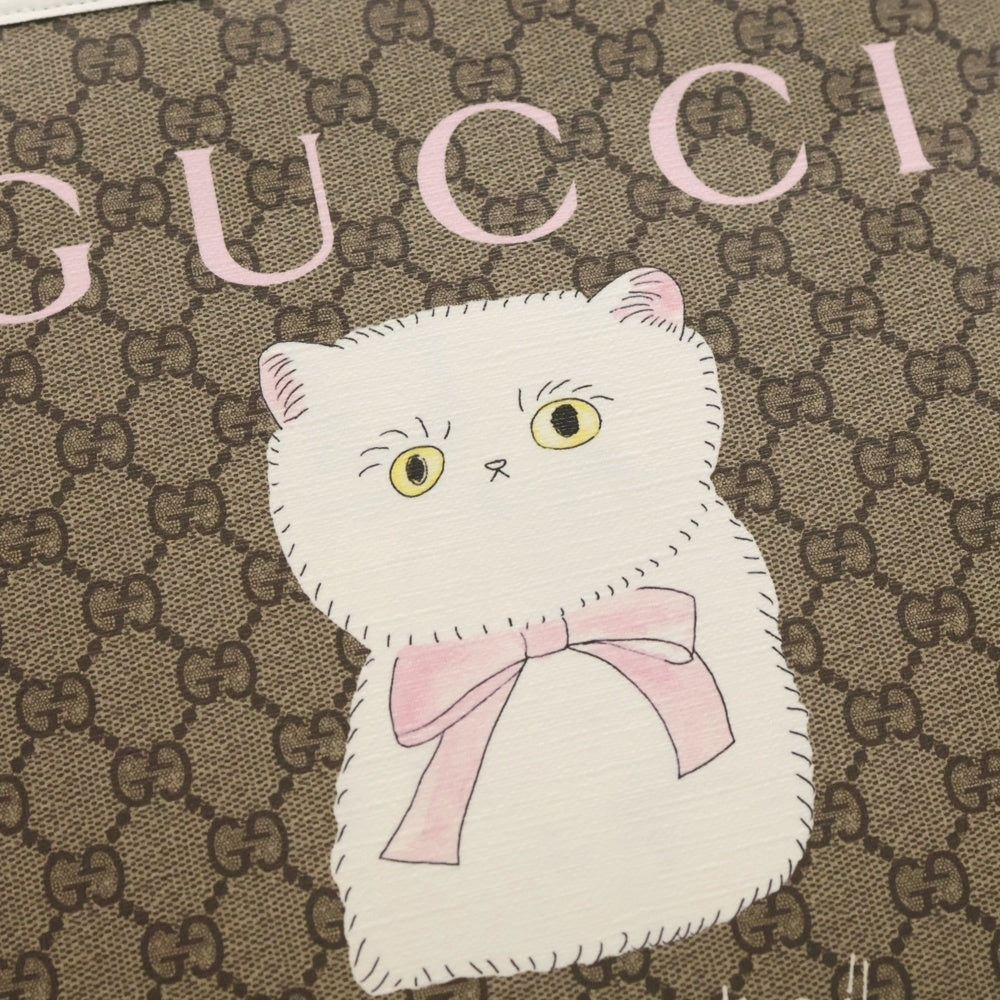 GUCCI(グッチ) チルドレンズ GGプリント トートバッグ ベージュ×レザー 605614