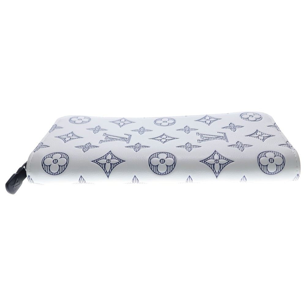 LOUIS VUITTON(ルイヴィトン) モノグラム シャドウ ジッピーウォレット ヴェルティカル ロングウォレット 長財布 カードケース ホワイト×ネイビー レザー M83381 ブラック金具
