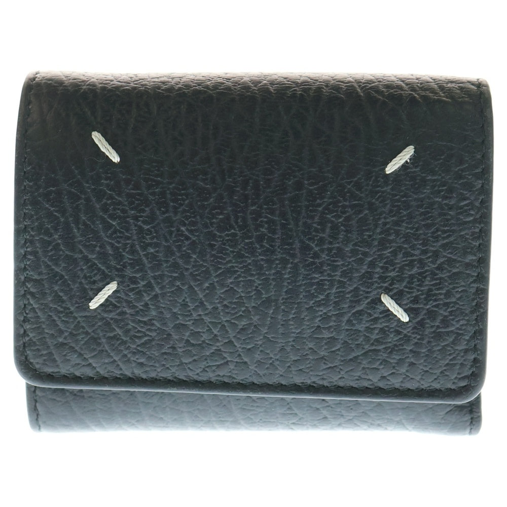 Maison Margiela 11(メゾンマルジェラ11) 4ステッチ レザーコンパクトウォレット 三つ折り財布 ブラック T8013