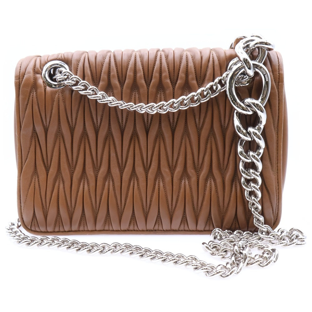 miumiu(ミュウミュウ) マテラッセ チェーン ショルダーバッグ ナッパレザー ブラウン 5BD015