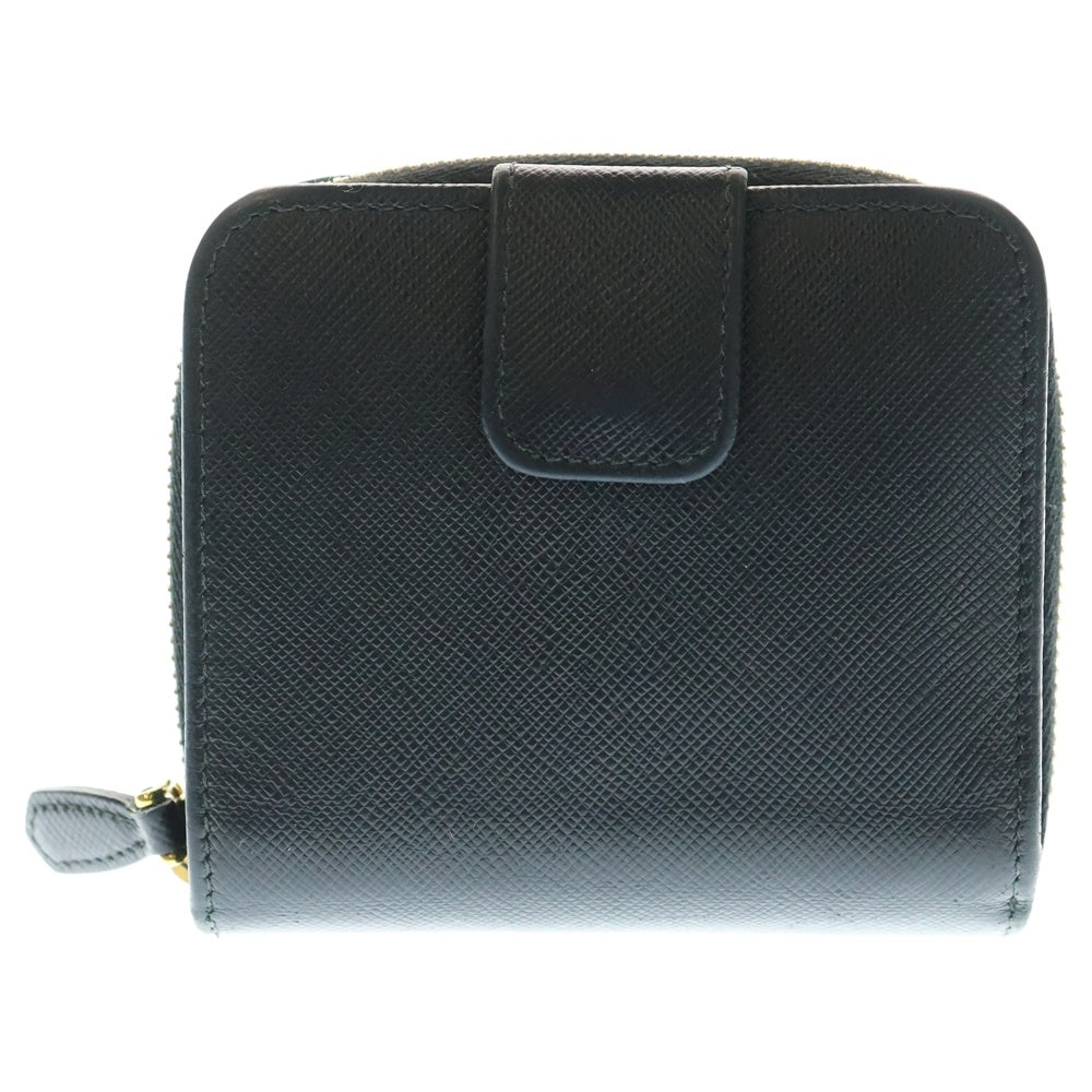 PRADA(プラダ) ラウンドファスナー コンパクトウォレット ブラック レザー 1ML522 ゴールド金具