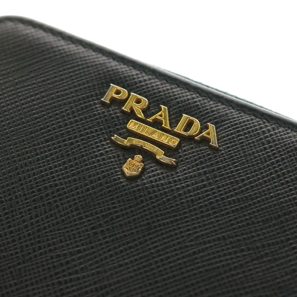 PRADA(プラダ) ラウンドファスナー コンパクトウォレット ブラック レザー 1ML522 ゴールド金具