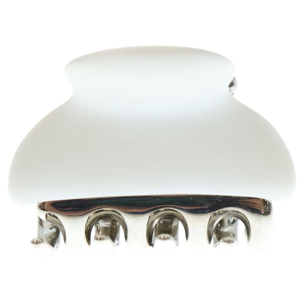 miumiu(ミュウミュウ) ロゴ ラインストーン ヘアクリップ シルバー×ホワイト