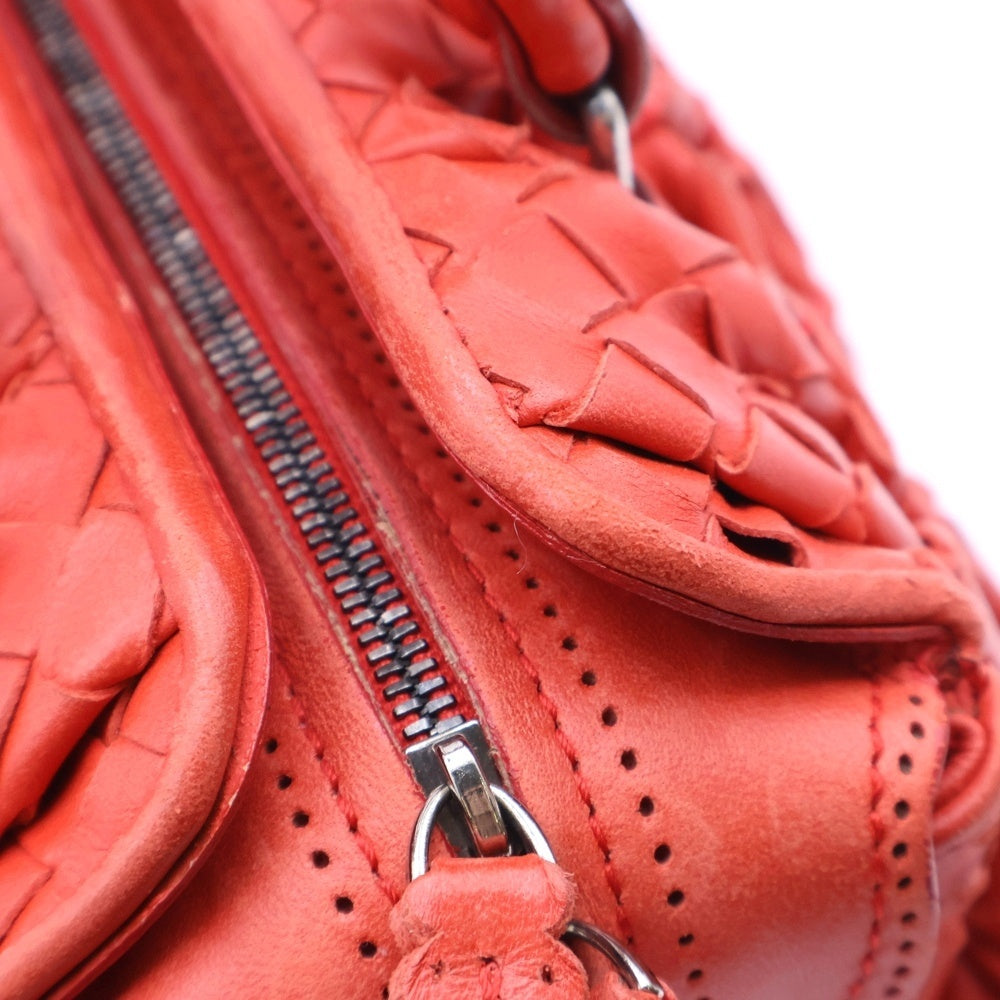 BOTTEGA VENETA(ボッテガヴェネタ) イントレチャート ハンドバッグ ミニバッグ レッド レザー シルバー金具