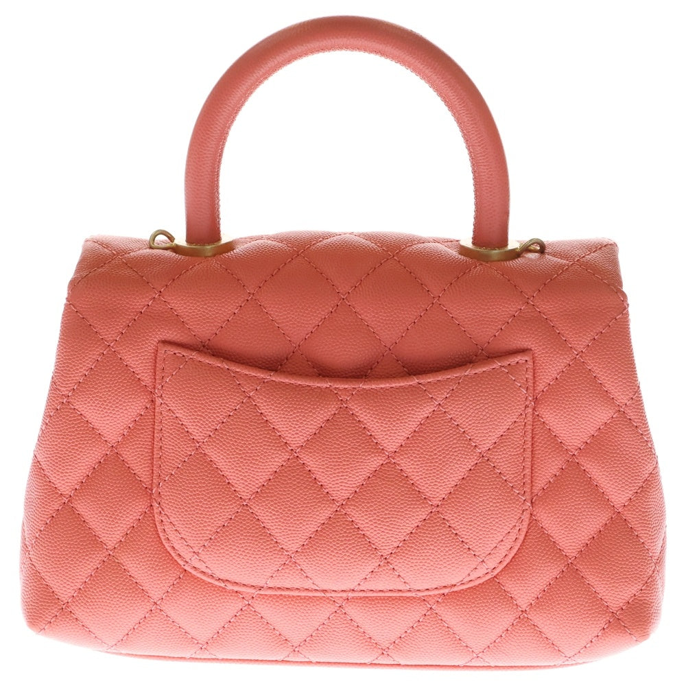 CHANEL(シャネル) ココハンドルXS トップハンドル ココマーク ターンロック キャビアスキン レザー 2WAY ハンド チェーンショルダーバッグ ゴールド金具 ピンク A92990 27番台