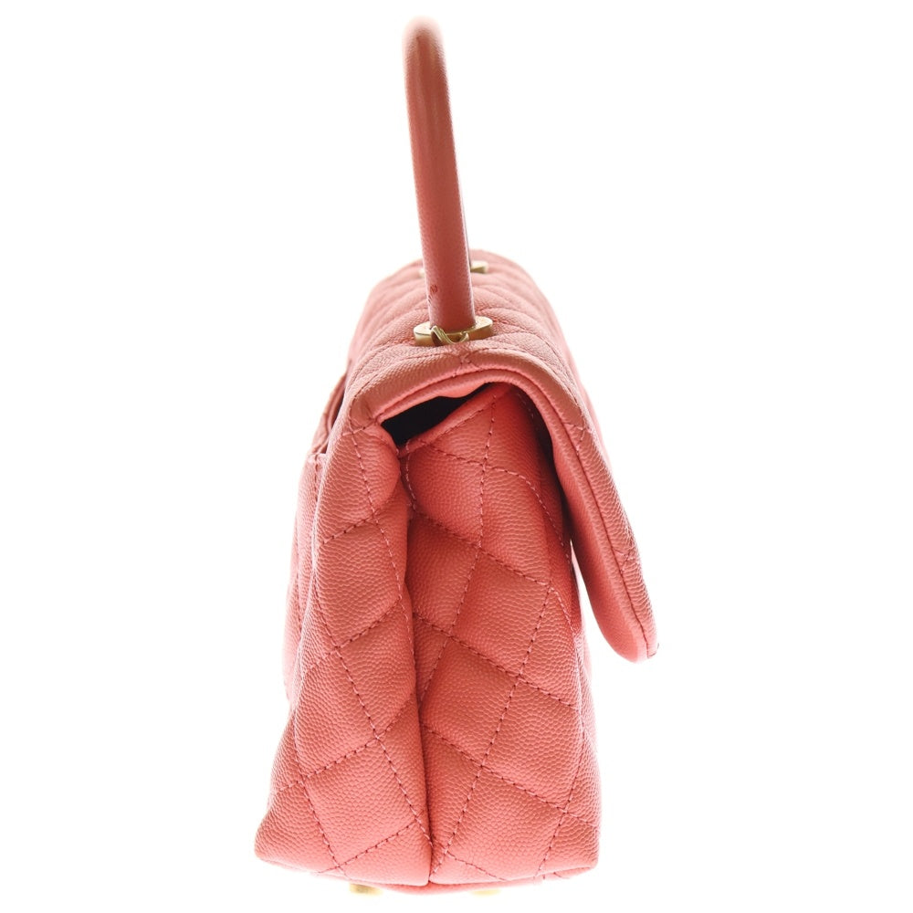 CHANEL(シャネル) ココハンドルXS トップハンドル ココマーク ターンロック キャビアスキン レザー 2WAY ハンド チェーンショルダーバッグ ゴールド金具 ピンク A92990 27番台