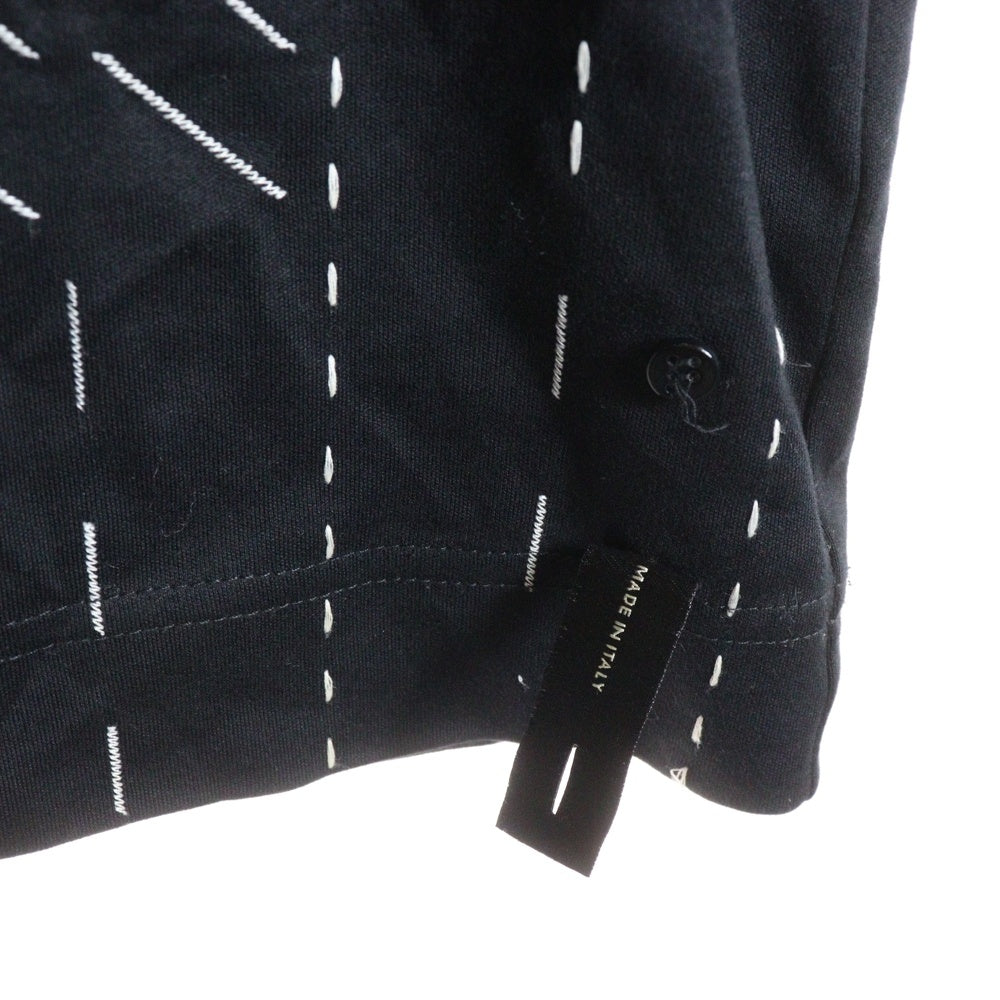 FENDI(フェンディ) 24SS ステッチデザイン ロゴ刺繍 クルーネック 半袖Tシャツ カットソー ブラック FY0936 AR6Z