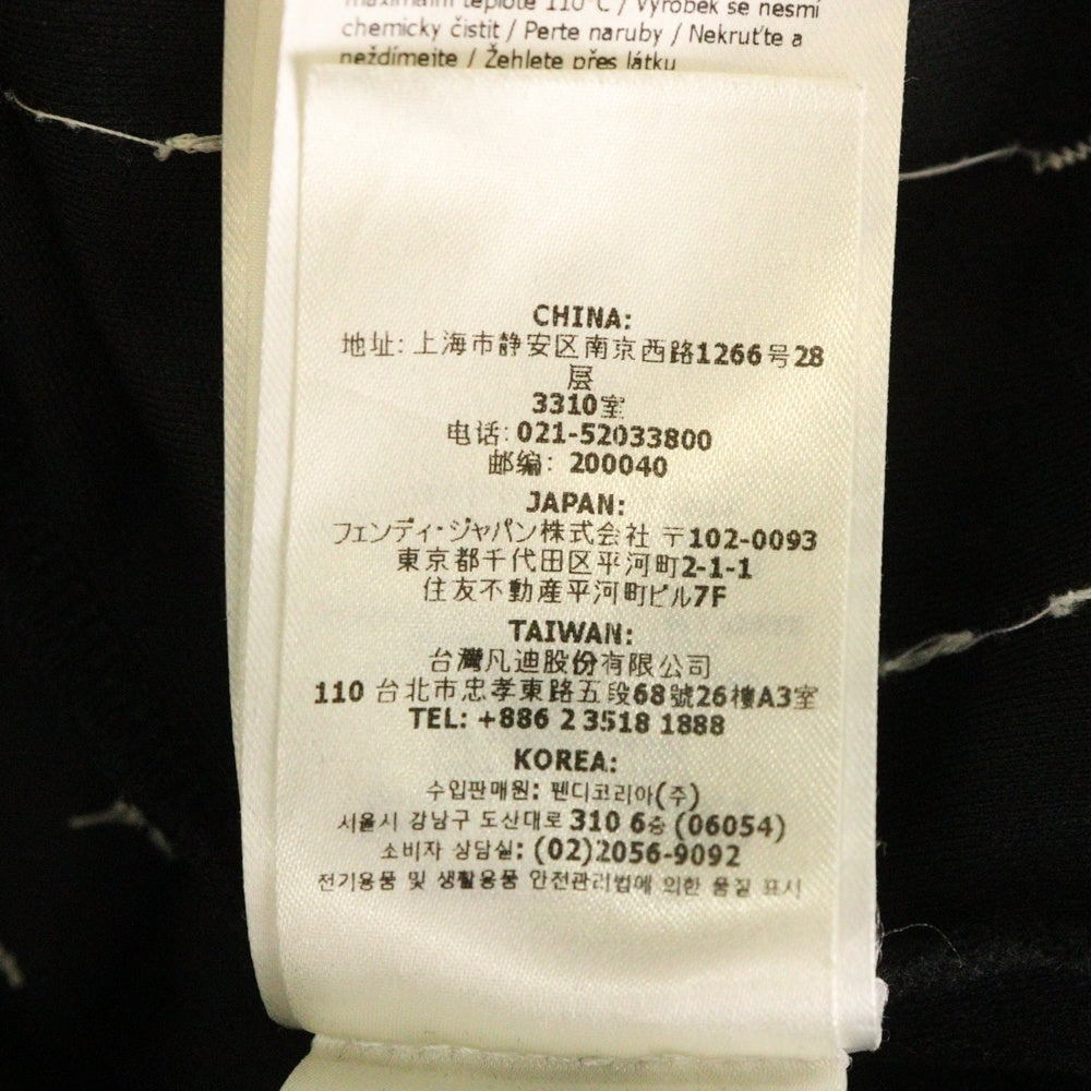 FENDI(フェンディ) 24SS ステッチデザイン ロゴ刺繍 クルーネック 半袖Tシャツ カットソー ブラック FY0936 AR6Z