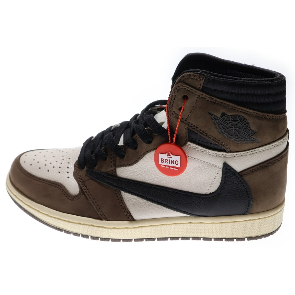 NIKE(ナイキ) ×TRAVIS SCOTT AIR JORDAN 1 RETRO HIGH OG TS SP トラヴィススコット エアジョーダン1 ハイカットスニーカー ブラウン/ホワイト US9/27cm CD4487-100