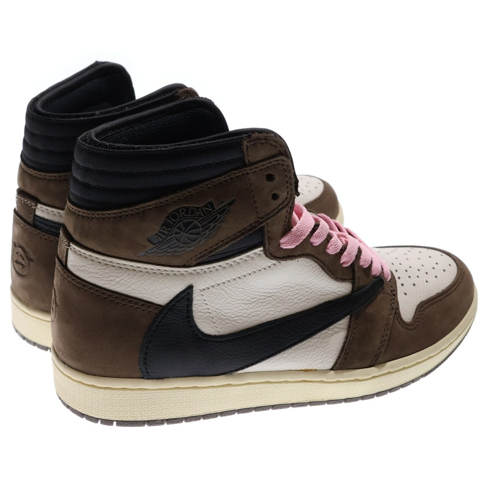 NIKE(ナイキ) ×TRAVIS SCOTT AIR JORDAN 1 RETRO HIGH OG TS SP トラヴィススコット エアジョーダン1 ハイカットスニーカー ブラウン/ホワイト US9/27cm CD4487-100