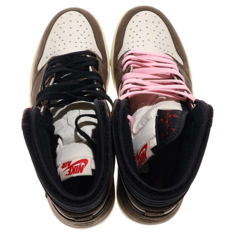 NIKE(ナイキ) ×TRAVIS SCOTT AIR JORDAN 1 RETRO HIGH OG TS SP トラヴィススコット エアジョーダン1 ハイカットスニーカー ブラウン/ホワイト US9/27cm CD4487-100
