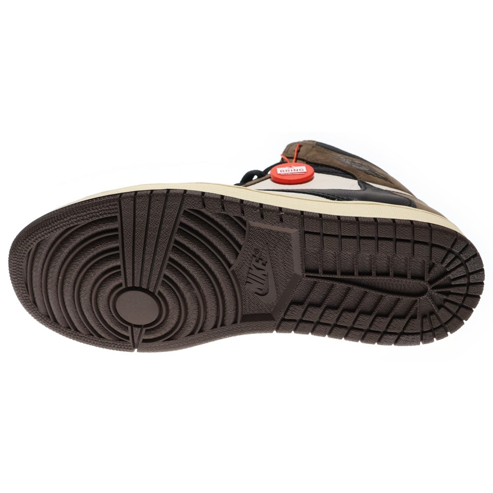 NIKE(ナイキ) ×TRAVIS SCOTT AIR JORDAN 1 RETRO HIGH OG TS SP トラヴィススコット エアジョーダン1 ハイカットスニーカー ブラウン/ホワイト US9/27cm CD4487-100