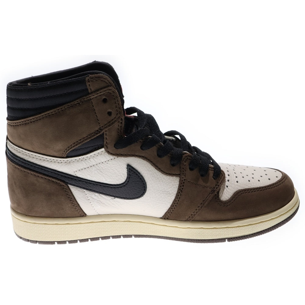 NIKE(ナイキ) ×TRAVIS SCOTT AIR JORDAN 1 RETRO HIGH OG TS SP トラヴィススコット エアジョーダン1 ハイカットスニーカー ブラウン/ホワイト US9/27cm CD4487-100