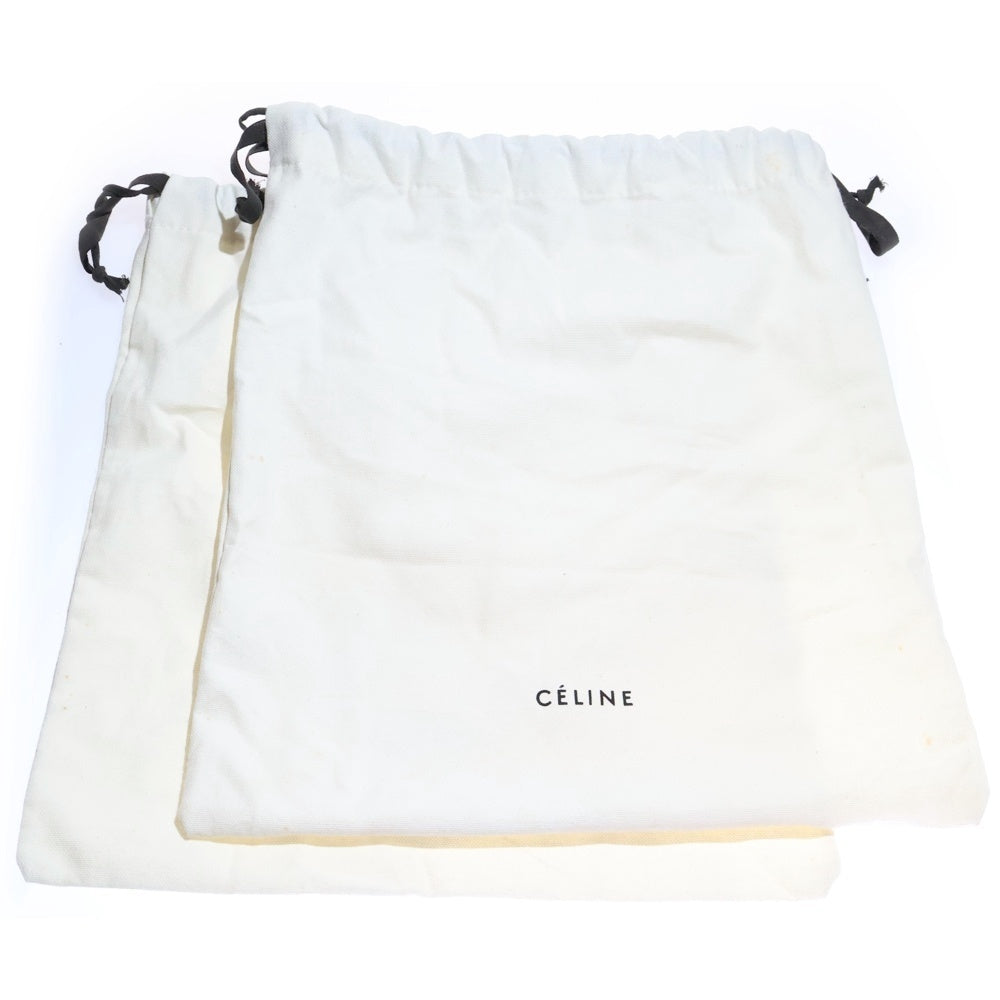 CELINE(セリーヌ) ポインテッドトゥ メタルキャップ タッセル レザー レースアップ ヒール パンプス シューズ ゴールド金具 ブラック レディース