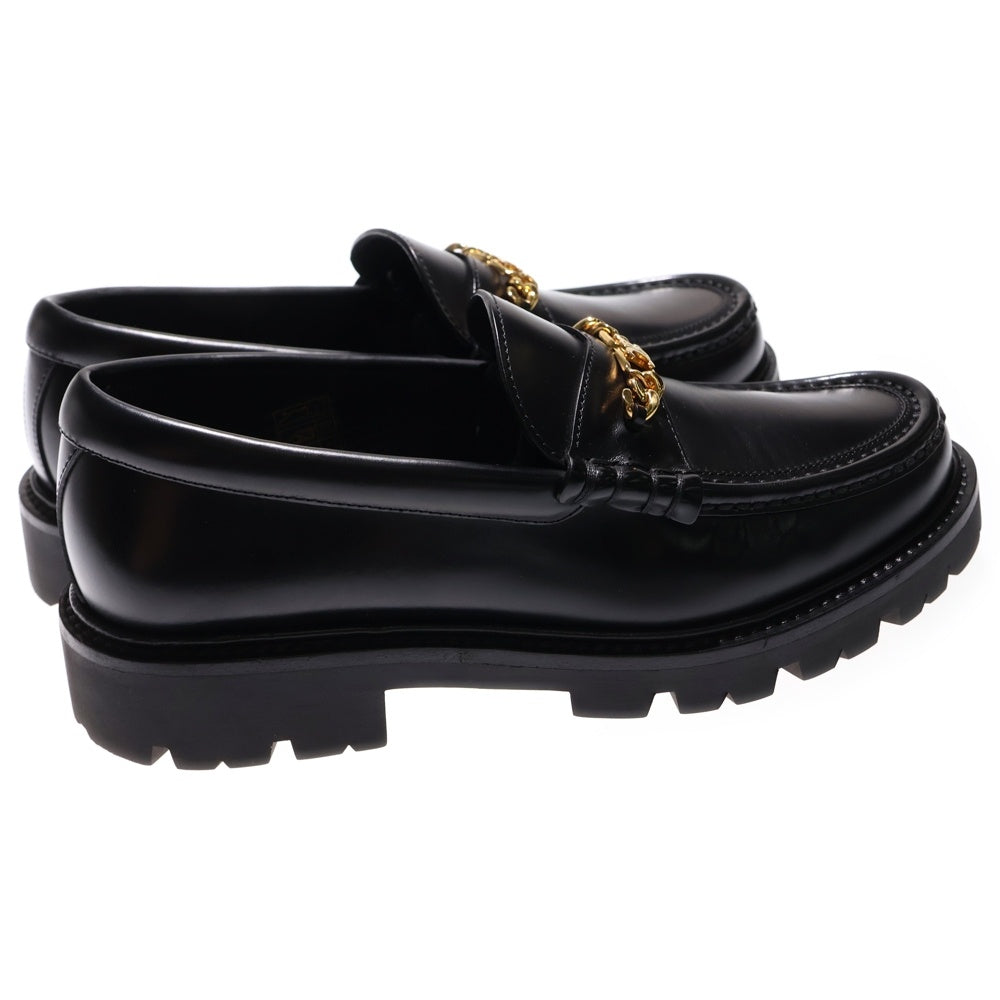 CELINE(セリーヌ) マーガレット トリオンフ ロゴプレート チェーン レザー ローカットシューズ ローファー ブラック