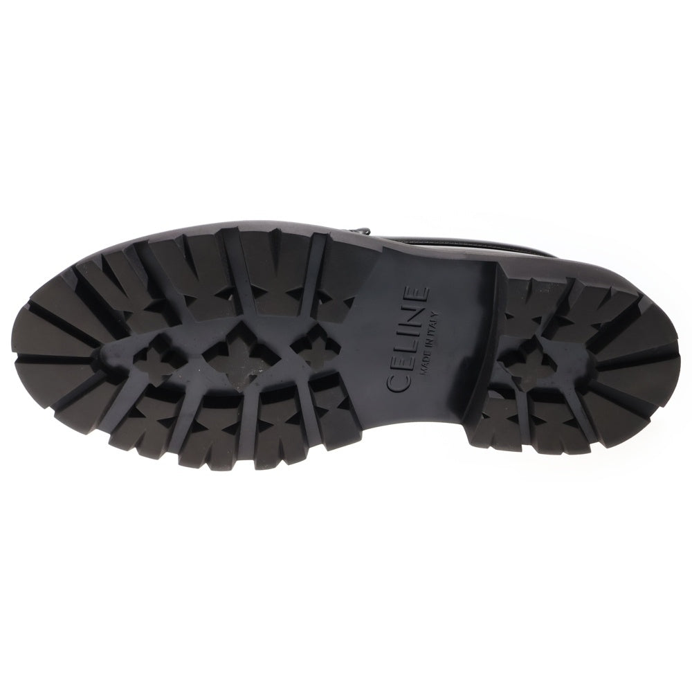 CELINE(セリーヌ) マーガレット トリオンフ ロゴプレート チェーン レザー ローカットシューズ ローファー ブラック