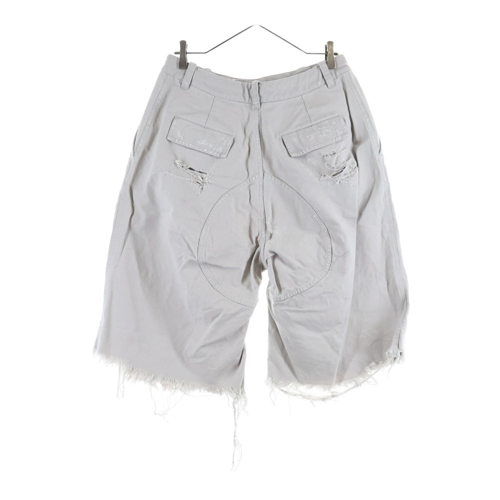 BALENCIAGA(バレンシアガ) Heavy Cotton Workwear Pants ヘビーコットン ワークウェア ダメージ加工 ハーフ ショートパンツ ショーツ グレー 838820