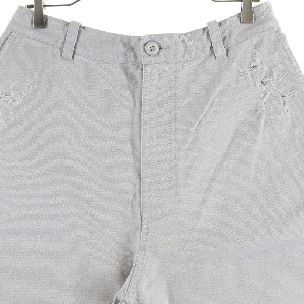 BALENCIAGA(バレンシアガ) Heavy Cotton Workwear Pants ヘビーコットン ワークウェア ダメージ加工 ハーフ ショートパンツ ショーツ グレー 838820