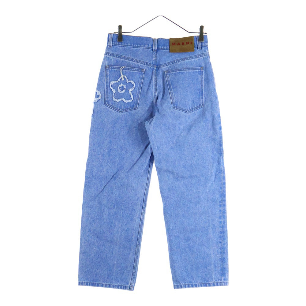 MARNI(マルニ) 25SS ボーイフレンド フラワーパッチ カットオフ ユーズド加工 デニムパンツ ジーンズ ブルー/インディゴ PAJD0425Q2 USCX34