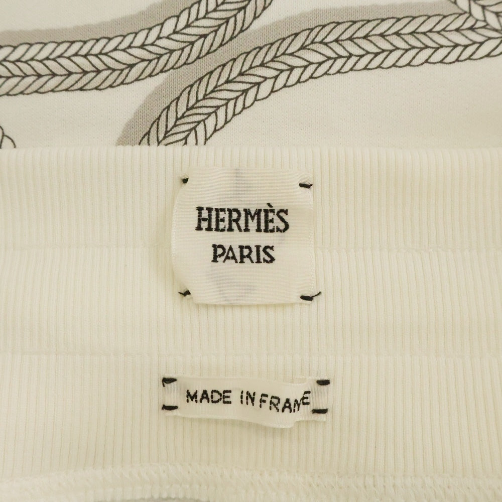 HERMES(エルメス) 25AW パルフロワ リミックス 総柄プリント スウェット ミニスカート ホワイト レディース 5H4306DT