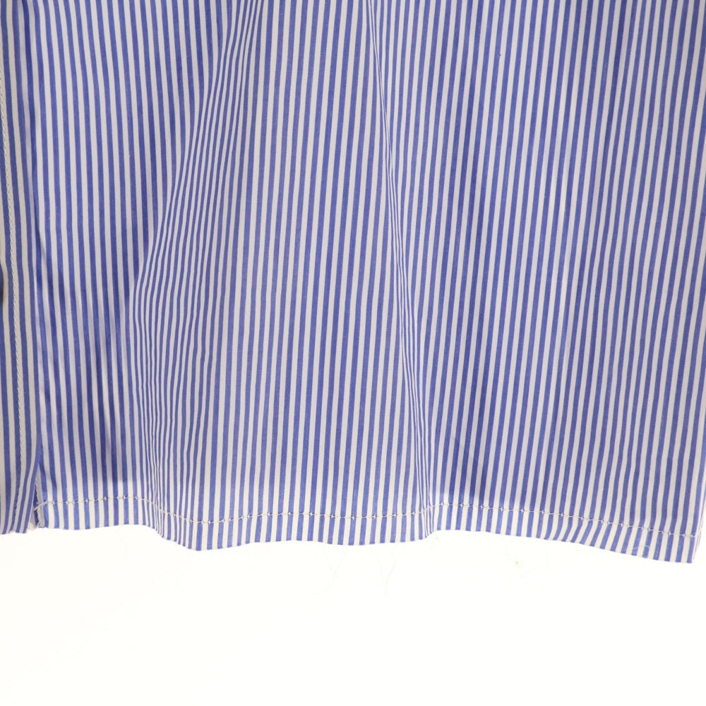 miumiu(ミュウミュウ) 23SS ロゴ刺繍 ストライプ総柄 クロップド ショート丈 半袖シャツ ブルー/ホワイト レディース MK1832