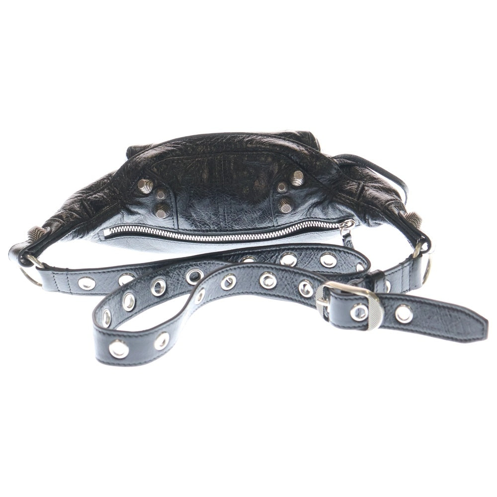 BALENCIAGA(バレンシアガ) Le Cagole Belt Bag ル カゴール レザー ベルト ウエストバッグ シルバー金具 ブラック 742013