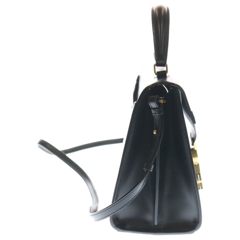 SAINT LAURENT PARIS(サンローランパリ) カサンドラ トップハンドル 2WAYショルダーバッグ ハンドバッグ ブラック レザー 623931 ゴールド金具 レディース