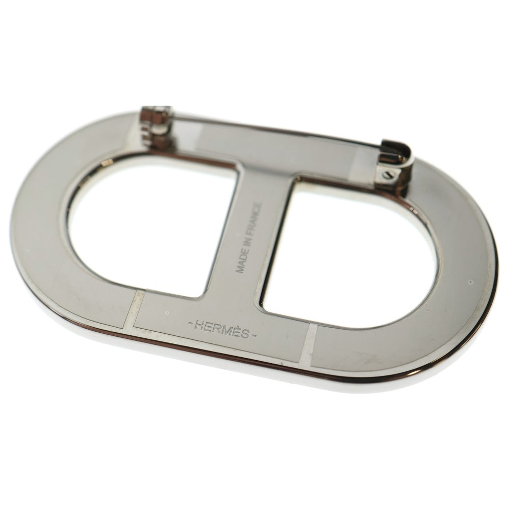 HERMES(エルメス) シェーヌダンクル ブローチ ピンバッジ ブラック レザー シルバー レディース