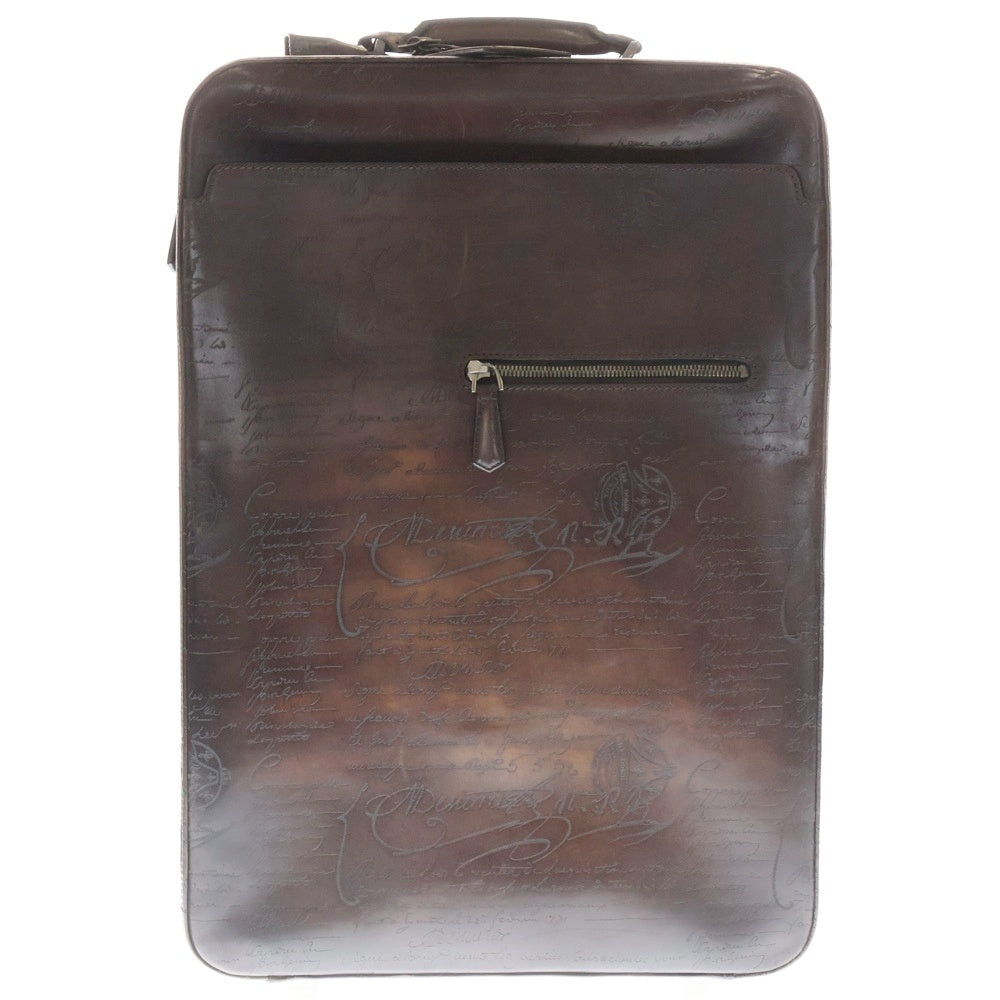 Berluti(ベルルッティ) フォーミュラ ローリング スーツケース ブラウン レザー カリグラフィー